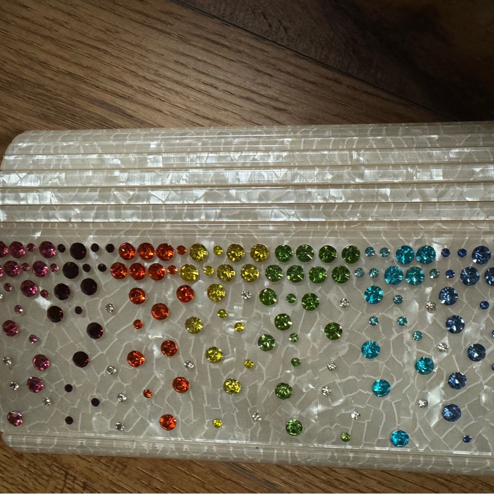 Kurt Geiger Multicolor Crystal Embellished Clutch